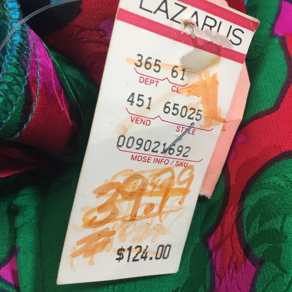 Vintage 80's Flora Kung Silk Dress Emerald SZ 10 - Picture 10 of 11